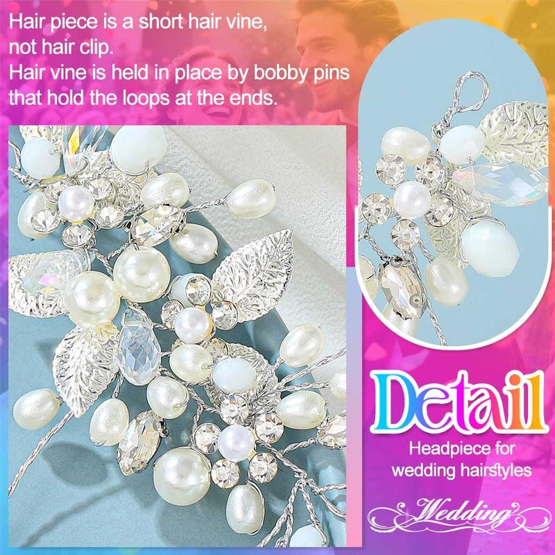Gorais Bride Wedding Hair Vine Pearl Bridal Headpieces Leaf Hair Accessories for Women and Girls - Image 4